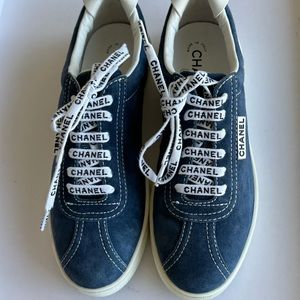 Chanel blue suede low top sneakers, size 39